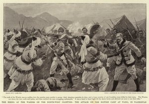 Waziriernes opstand på den nordvestlige grænse, angrebet på den britiske lejr ved Wano, i Waziristan